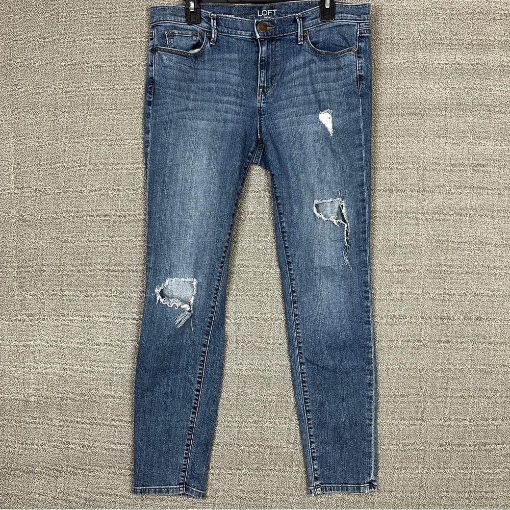 Loft outlet women’s distressed modern skinny jeans size 10 preowned